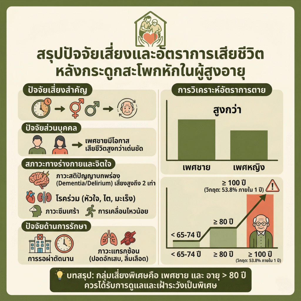 ปัจจัยเสี่ยงการเสียชีวิตจากการล้มผู้สูงอายุกระดูกสะโพกหัก